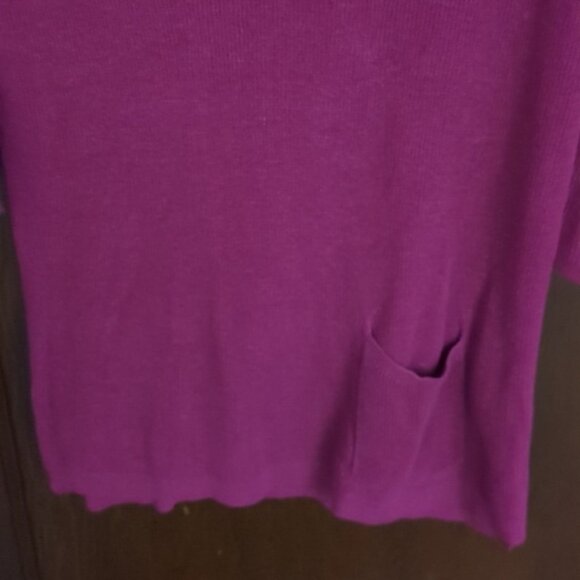 J.Jill Magenta Linen Blend 3/4 Sleeve V Neck Blouse Size XS Petite - Picture 3 of 7